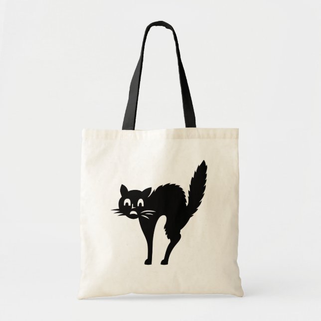 Bolsa Tote Saco do Dia das Bruxas do gato preto da doçura ou (Frente)