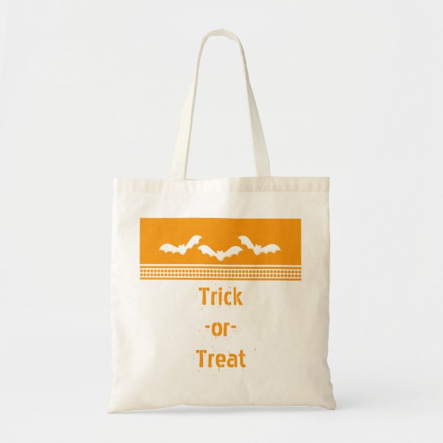 Bolsa Tote Saco do Dia das Bruxas, Laranja e Branco (Frente)