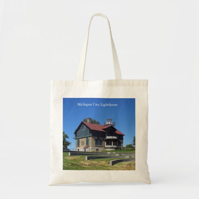 Bolsa Tote Saco do Farol da cidade de Michigan (Frente)