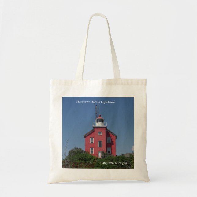 Bolsa Tote Saco do Farol de Marquette Harbor (Frente)