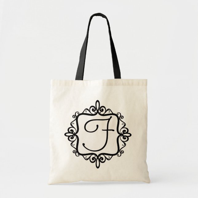 Bolsa Tote Saco do favor do casamento do monograma (Frente)