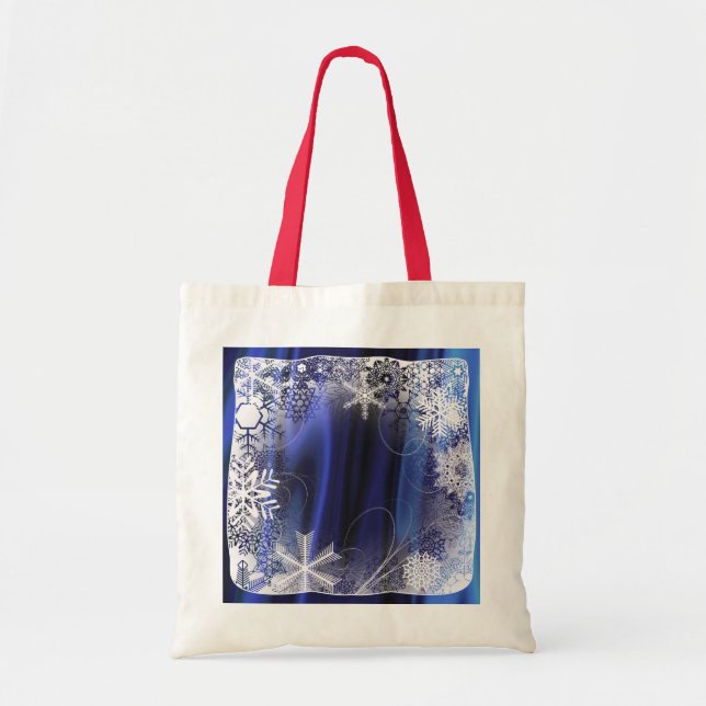 Bolsa Tote Saco do floco de neve do Natal (Frente)