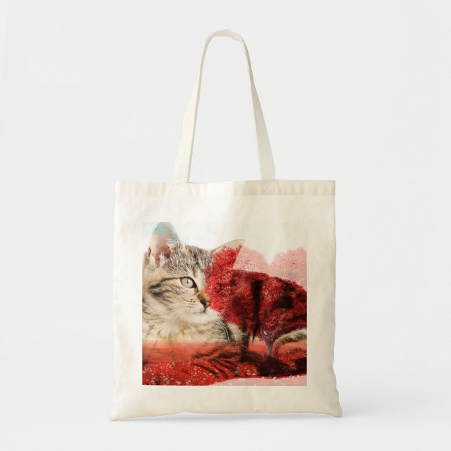 Bolsa Tote Saco do gato de gato malhado (Frente)