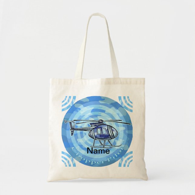 Bolsa Tote Saco do helicóptero azul-céu (Frente)