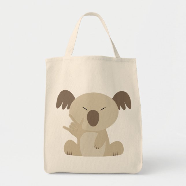 Bolsa Tote Saco do Koala do ASL eu te amo (Frente)