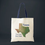 Bolsa Tote Saco do mapa do Texan<br><div class="desc">Características deste design um mapa de alivio atrativo do grupo de Texas entre o nome do estado e o apelido. Escolha de diversos estilos do saco. 
Personalize-o,  se você deseja,  substituindo seu próprio texto.</div>