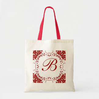 Bolsa Tote Saco do Monograma Branco Vermelho