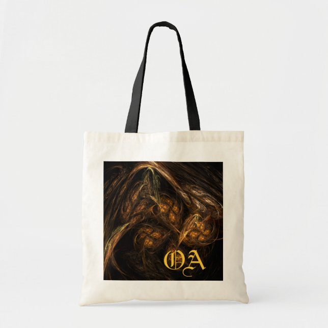 Bolsa Tote Saco do Monograma de Abstrato de Arte Mãe Terra (Frente)