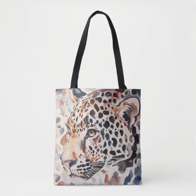 Bolsa Tote Saco do Ombro da Cabeça do Pastel Leopardo (Frente)