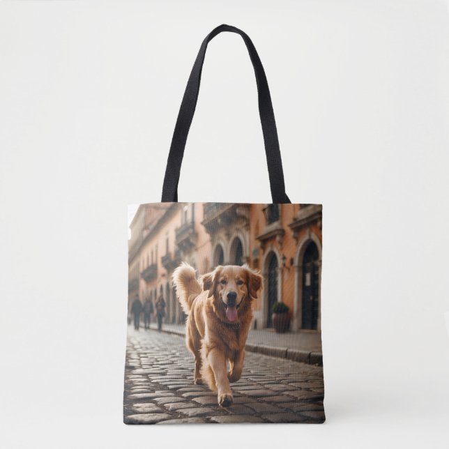 Bolsa Tote Saco do Ombro Elegante do Retriever do ouro (Frente)