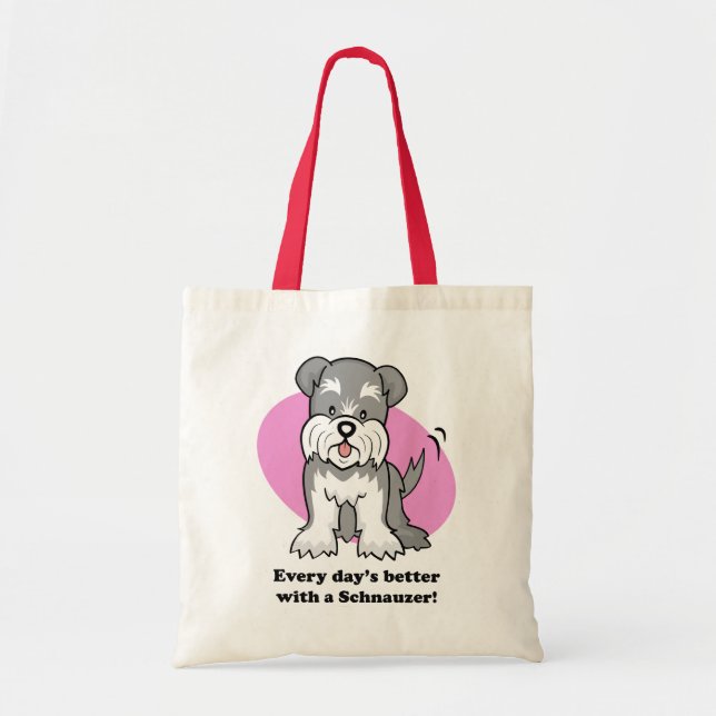 Bolsa Tote Saco do Schnauzer dos desenhos animados (Frente)