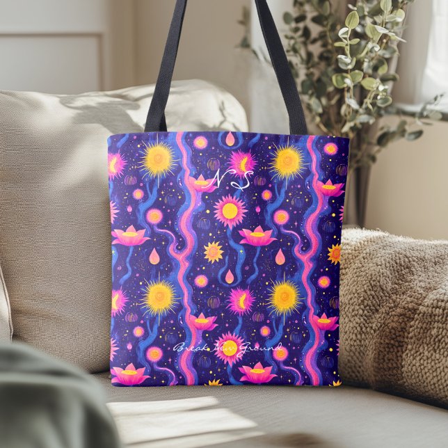 Bolsa Tote Saco do Sol Radiante e Lotus Wellness (Criador carregado)