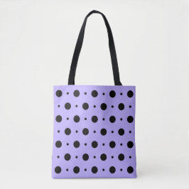 Bolsa Tote Saco do Toque de Bolinhas Lilac e Preta