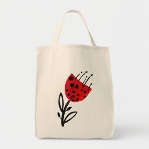 Bolsa Tote Saco do Toque de Flor Vermelho Negrito