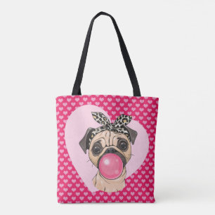 Bolsa Tote Saco do Toque de Pug Cute