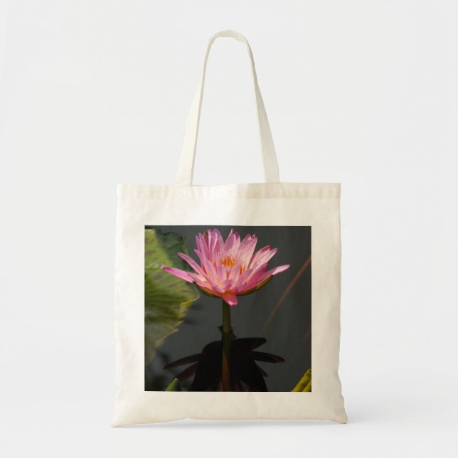 Bolsa Tote Saco do Toque Waterlily do Lotus Rosa (Frente)