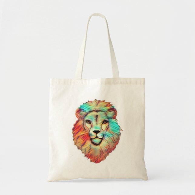 Bolsa Tote Saco do Tote da Cabeça do Leão Vibrante (Frente)