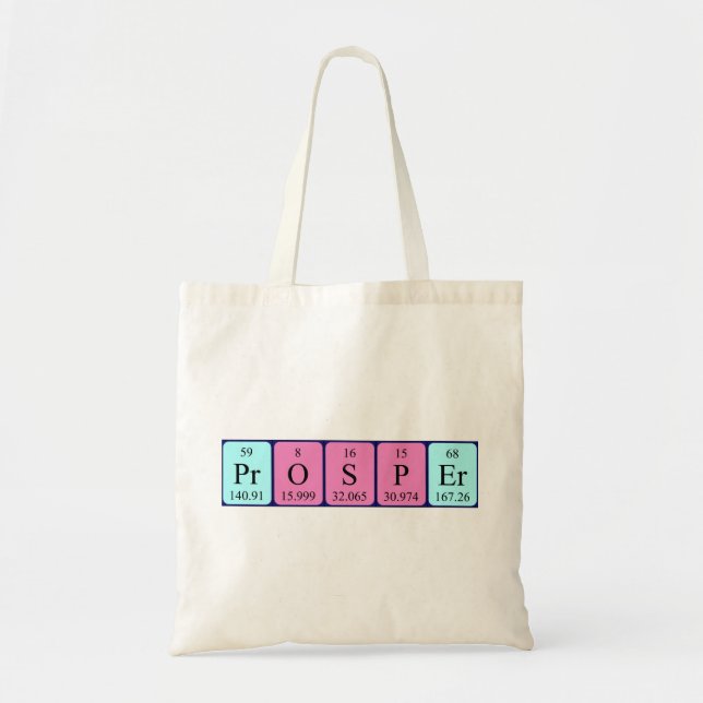 Bolsa Tote Saco do tote do nome da mesa periódica do Prosper (Frente)