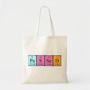 Bolsa Tote Saco do tote do nome da mesa periódica passado