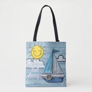 Bolsa Tote Saco do Yacht design da praia de Driftwood.