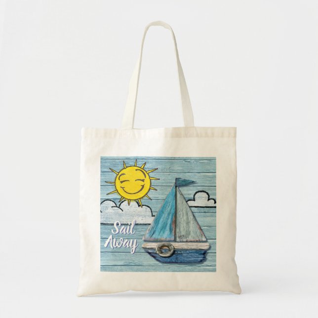 Bolsa Tote Saco do Yacht design da praia de Driftwood. (Frente)