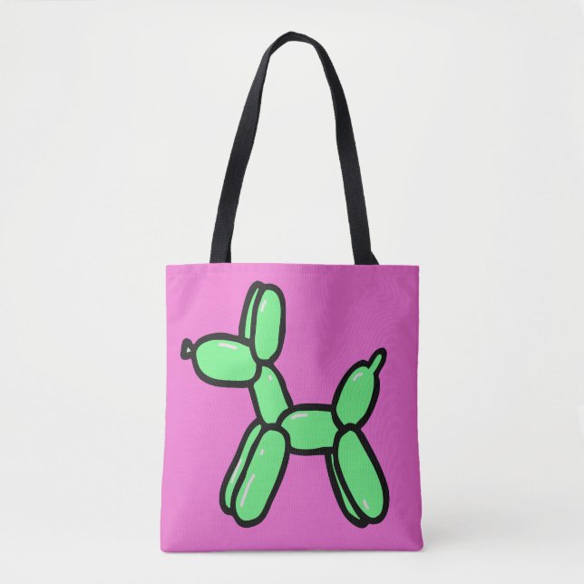 Bolsa Tote Saco dos Cachorros do Balão, rosa e verde (Frente)