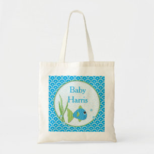 Bolsa Tote Saco dos peixes dos azuis bebés personalizado