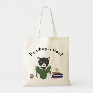 Bolsa Tote Saco engraçado da biblioteca do gato da sacola de