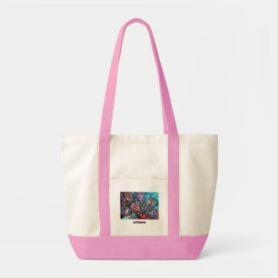 Bolsa Tote Saco FELIZ com rosas semiabstrato
