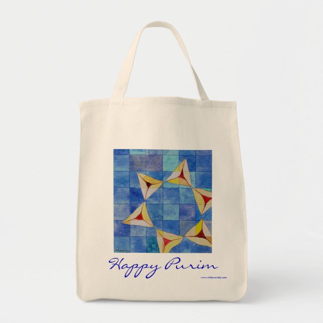 Bolsa Tote Saco feliz de Purim - excelente para Shalach Manot (Frente)
