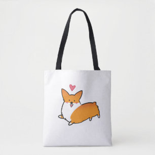 Bolsa Tote Saco feliz do Corgi do coração (customizável)