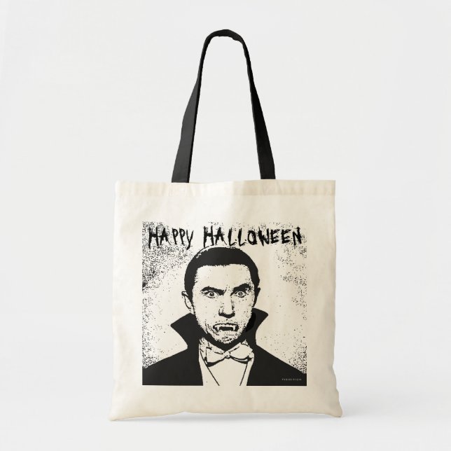 Bolsa Tote Saco feliz Dracula do Dia das Bruxas (Frente)