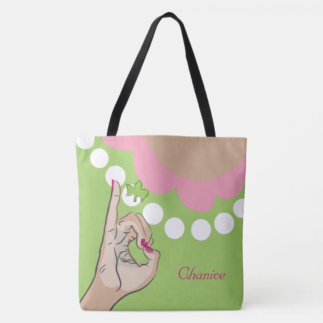 Bolsa Tote Saco feminino do rosa e do verde (Frente)