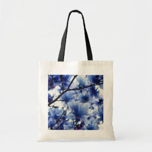 Bolsa Tote Saco Floral Azul da Magnolia Japonesa