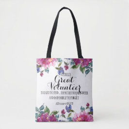 Bolsa Tote Saco floral de agradecimento para voluntário