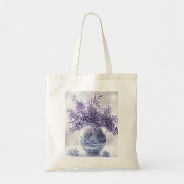 Bolsa Tote Saco Floral de Tote - Blooms Lilac (Frente)