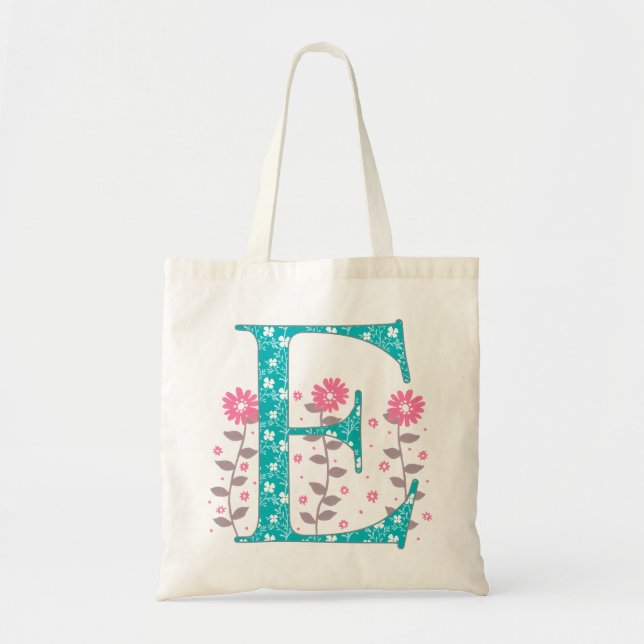 Bolsa Tote Saco Floral 'E' Monograma (Frente)