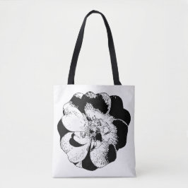 Bolsa Tote Saco Floral Mínimo Preto e Branco