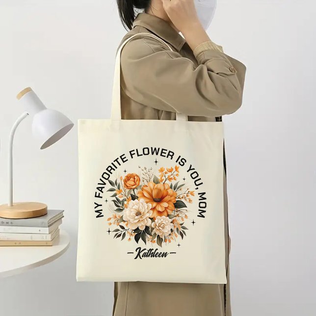Bolsa Tote Saco Floral Personalizado para a Mãe, Presente de  (personalized mom tote, floral mom tote bag, mother’s day tote, custom tote for mom, gift for mom,)
