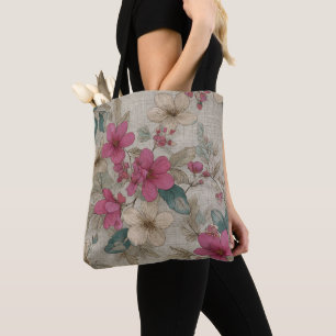 Bolsa Tote Saco Floral Rosa Blossom