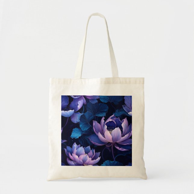 Bolsa Tote Saco Floral Tote do Lotus Negro (Frente)