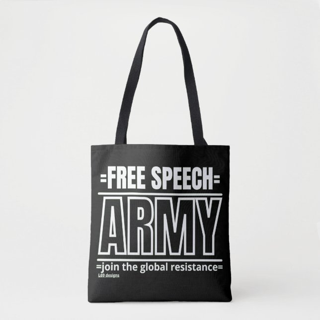 Bolsa Tote Saco "FREE SPEECH ARMY 2" (Frente)