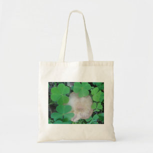 Bolsa Tote Saco fungo claro com coroa de flores de trevo