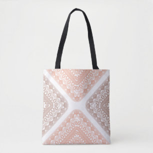 Bolsa Tote Saco Geométrico, Rosa e Púrpura,