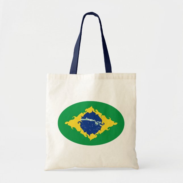 Bolsa Tote Saco Gnarly da bandeira de Brasil (Frente)