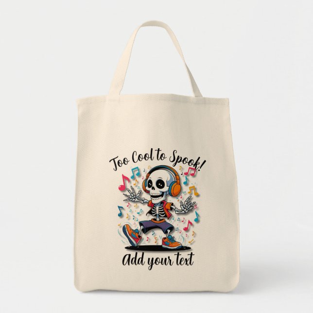 Bolsa Tote Saco Grande de Halloween – Esqueleto de Breakdance (Frente)