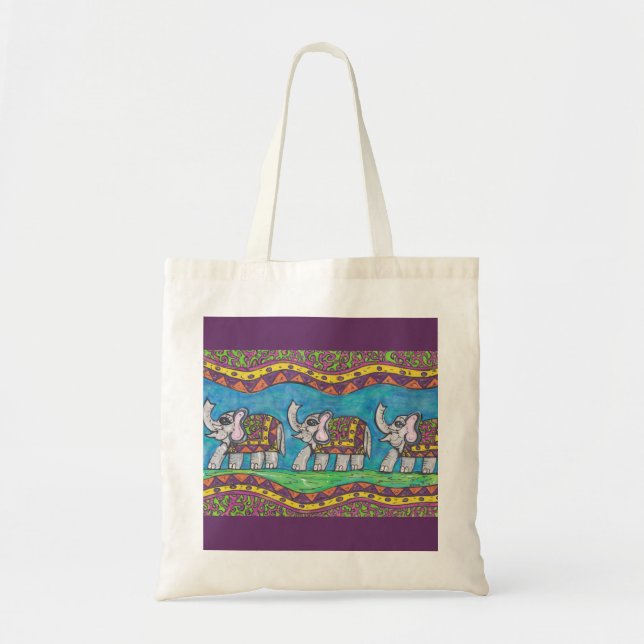 Bolsa Tote Saco Groovy da parada do elefante (Frente)