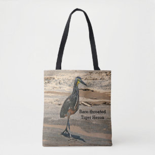 Bolsa Tote Saco, "HERON TIGER HERON-THROATED" SHOREBIRD"