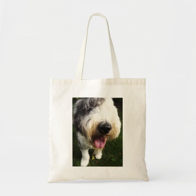 Bolsa Tote Saco inglês velho do Sheepdog - nariz grande (Frente)