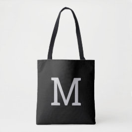 Bolsa Tote Saco inicial do Monograma Personalizado Preto